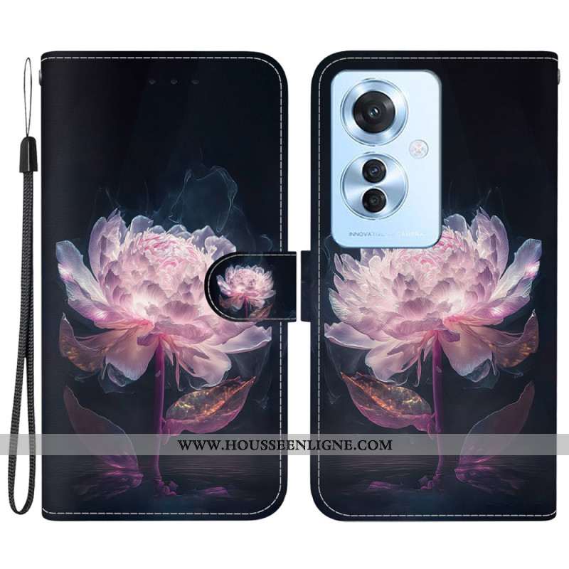 Housse Oppo Reno 11F 5G Pivoine Pourpre à Lanière