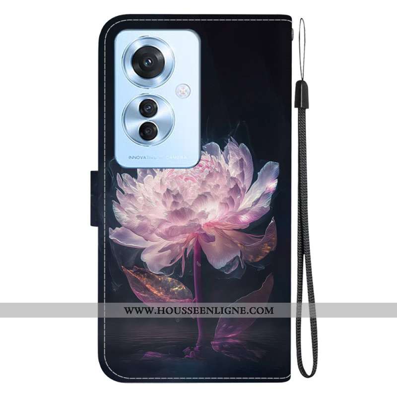 Housse Oppo Reno 11F 5G Pivoine Pourpre à Lanière