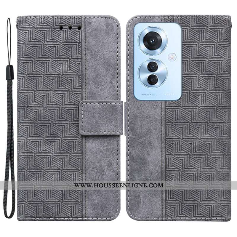 Housse Oppo Reno 11F Motif Tissé à Lanière