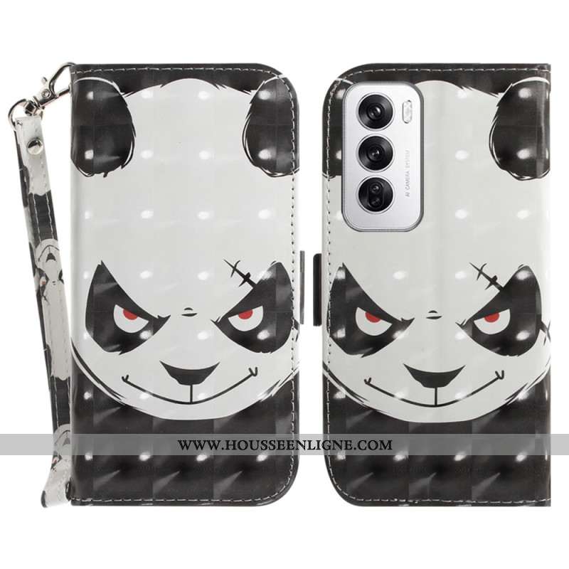 Housse Oppo Reno 12 5G Angry Panda à Lanière