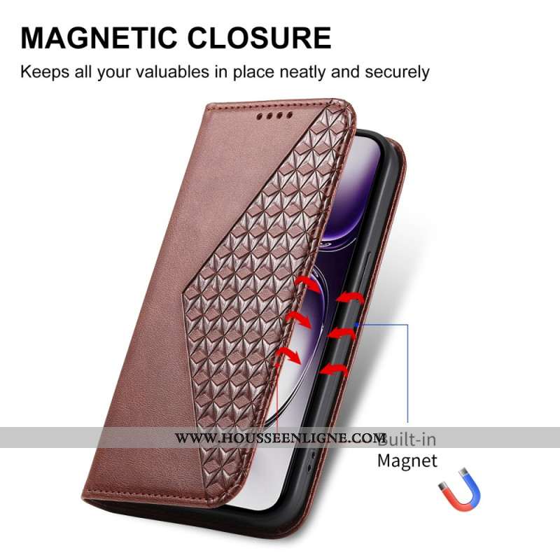 Housse Oppo Reno 12 5G Empreinte Losanges à Lanière