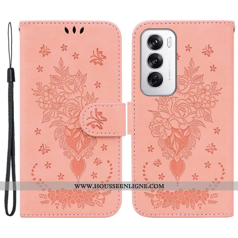 Housse Oppo Reno 12 5G Floralie à Lanière