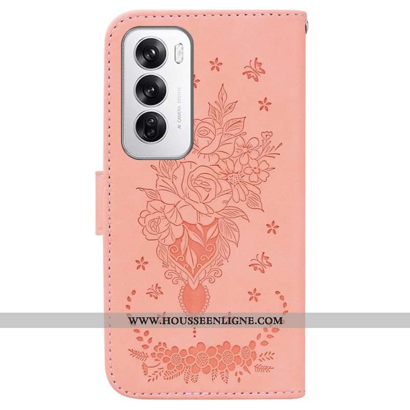 Housse Oppo Reno 12 5G Floralie à Lanière