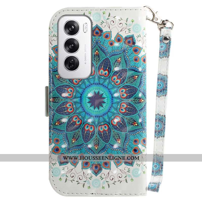 Housse Oppo Reno 12 5G Mandala Vert à Lanière