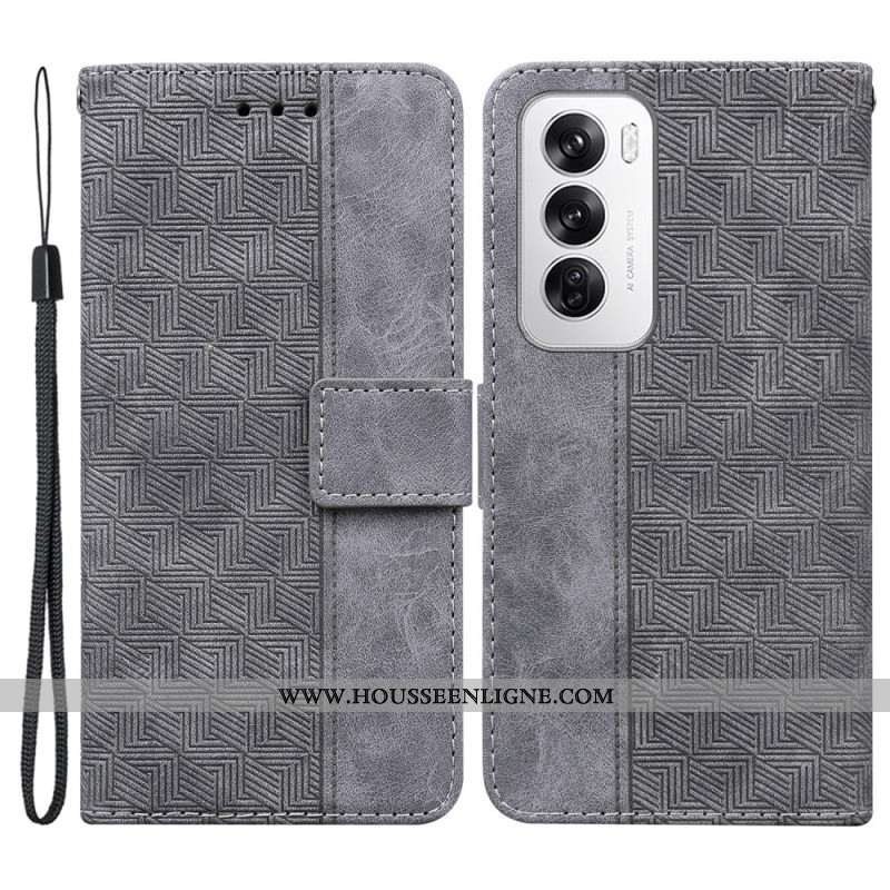 Housse Oppo Reno 12 5G Motif Tissé à Lanière