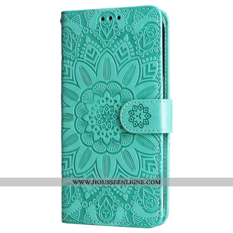 Housse Oppo Reno 12 5G Motif Tournesol et Lanière