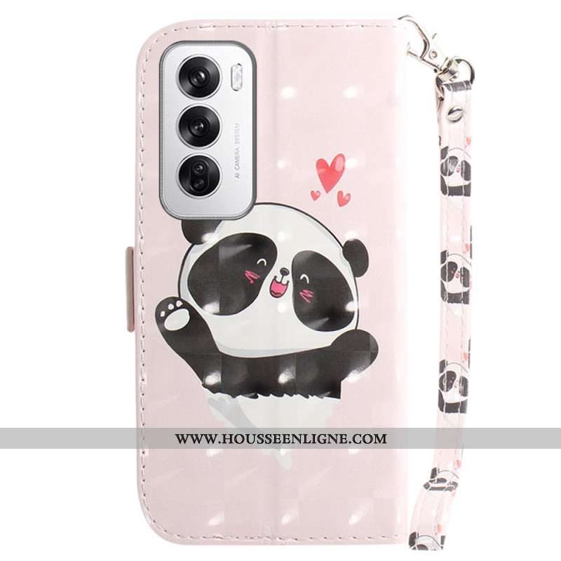 Housse Oppo Reno 12 5G Panda Love à Lanière