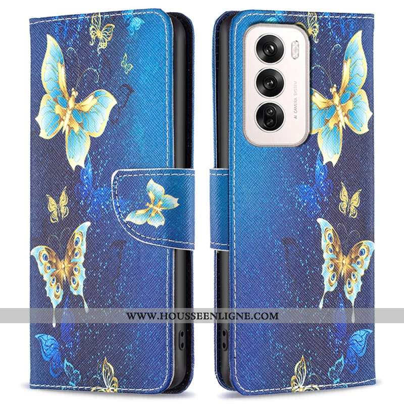 Housse Oppo Reno 12 5G Papillons Dorés