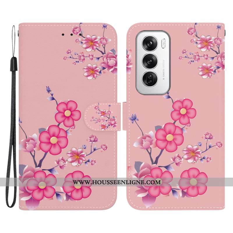 Housse Oppo Reno 12 5G Sakura à Lanière