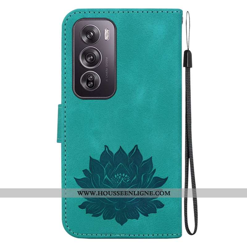 Housse Oppo Reno 12 Pro 5G Fleur de Lotus à Lanière