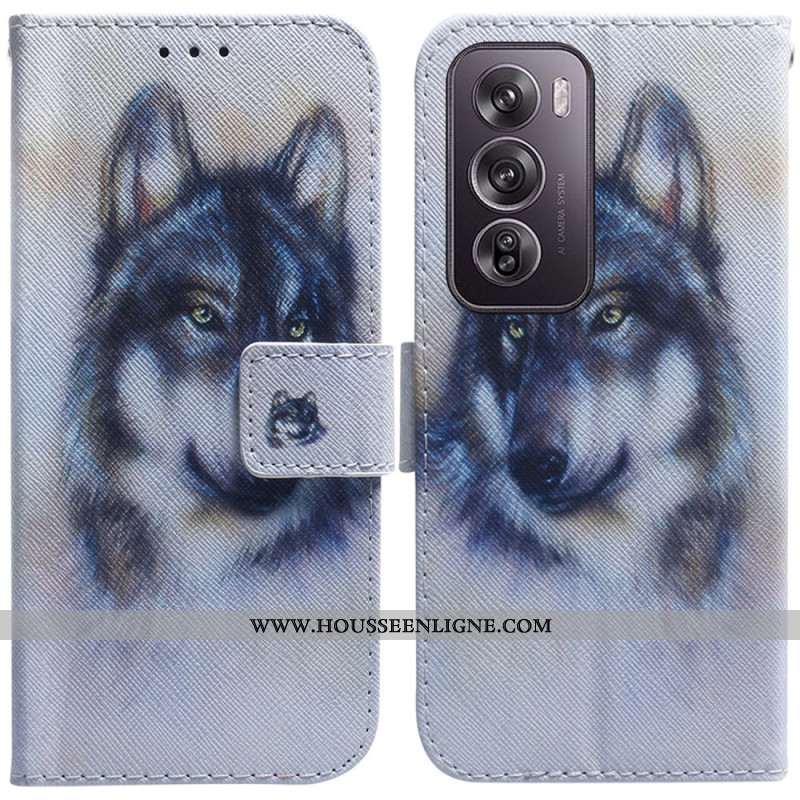 Housse Oppo Reno 12 Pro 5G Loup Aquarelle