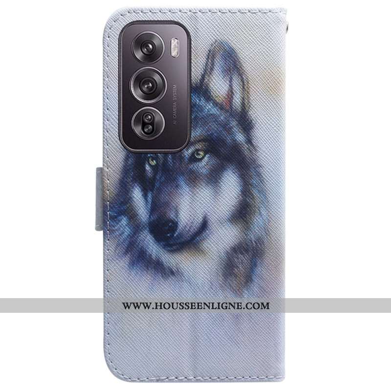 Housse Oppo Reno 12 Pro 5G Loup Aquarelle