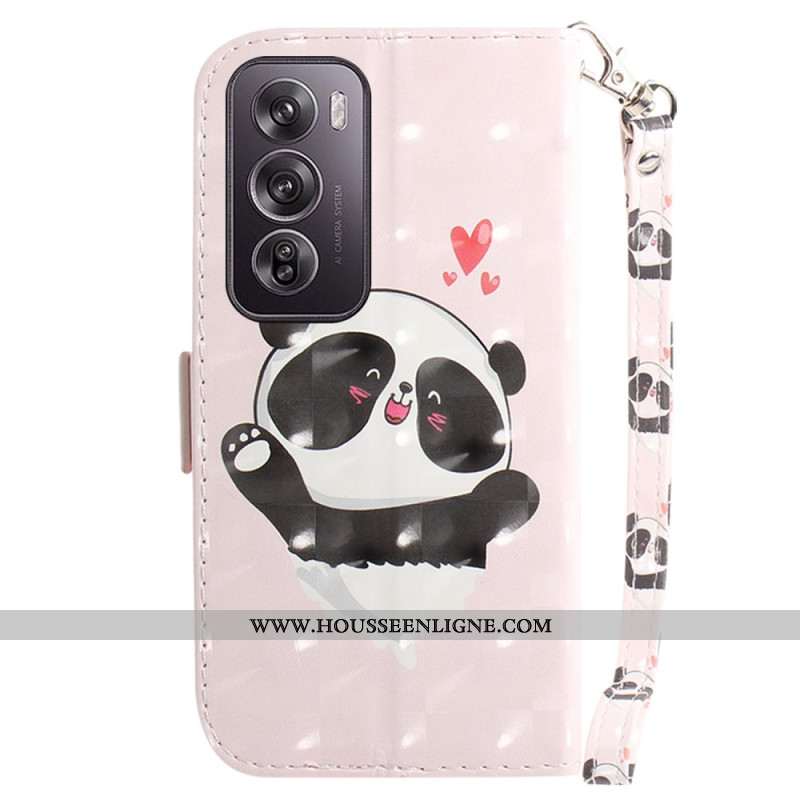 Housse Oppo Reno 12 Pro 5G Panda Love à Lanière