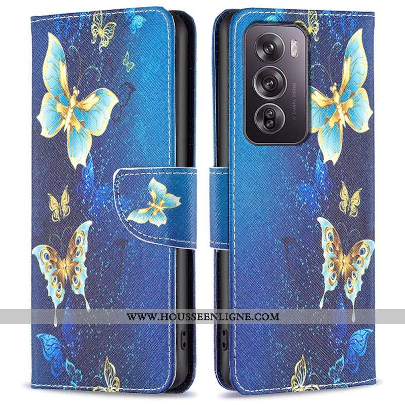 Housse Oppo Reno 12 Pro 5G Papillons dorés