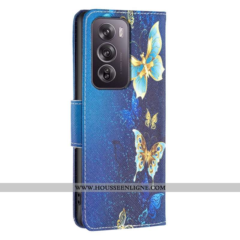 Housse Oppo Reno 12 Pro 5G Papillons dorés