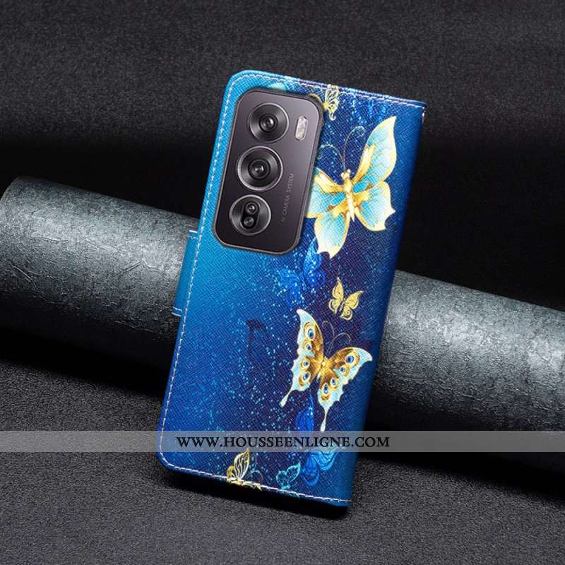 Housse Oppo Reno 12 Pro 5G Papillons dorés