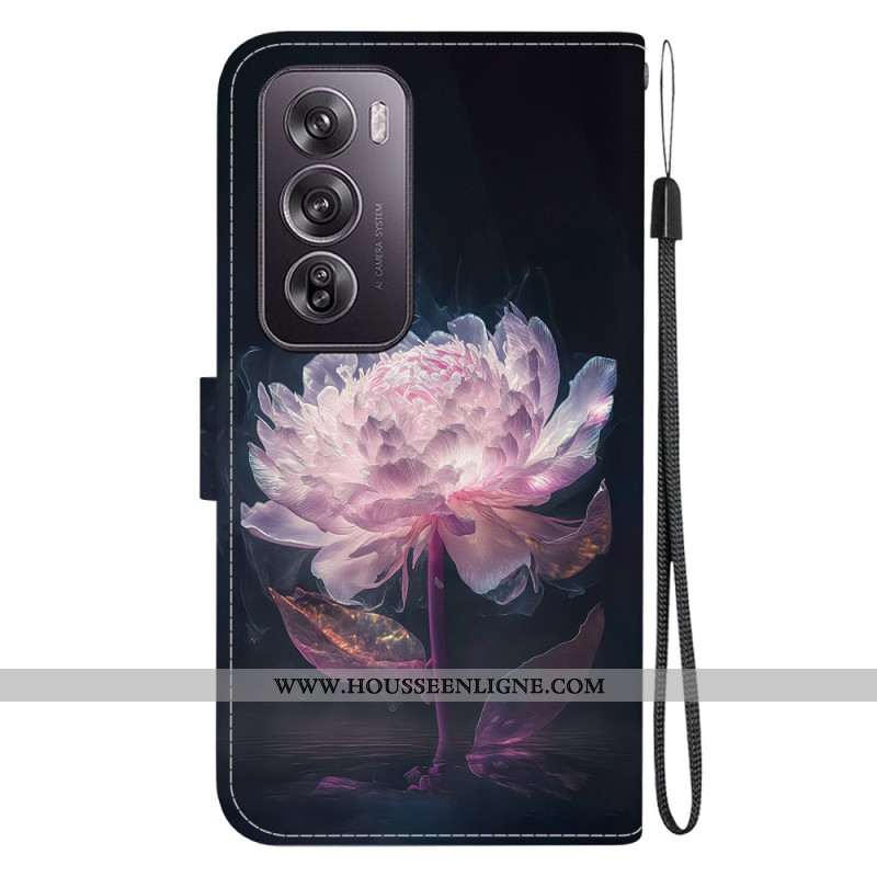 Housse Oppo Reno 12 Pro 5G Pivoine Pourpre à Lanière