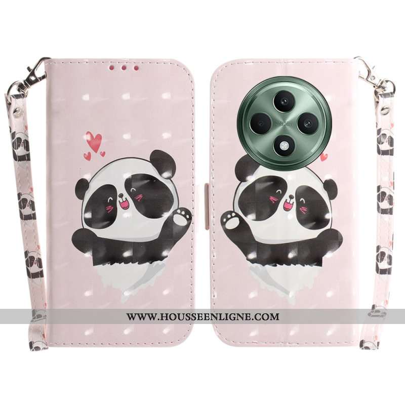 Housse Oppo Reno 12F 5G Panda Love à Lanière