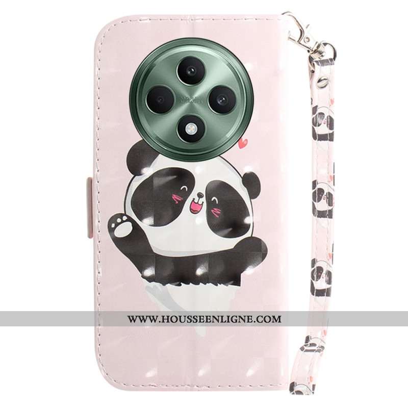 Housse Oppo Reno 12F 5G Panda Love à Lanière