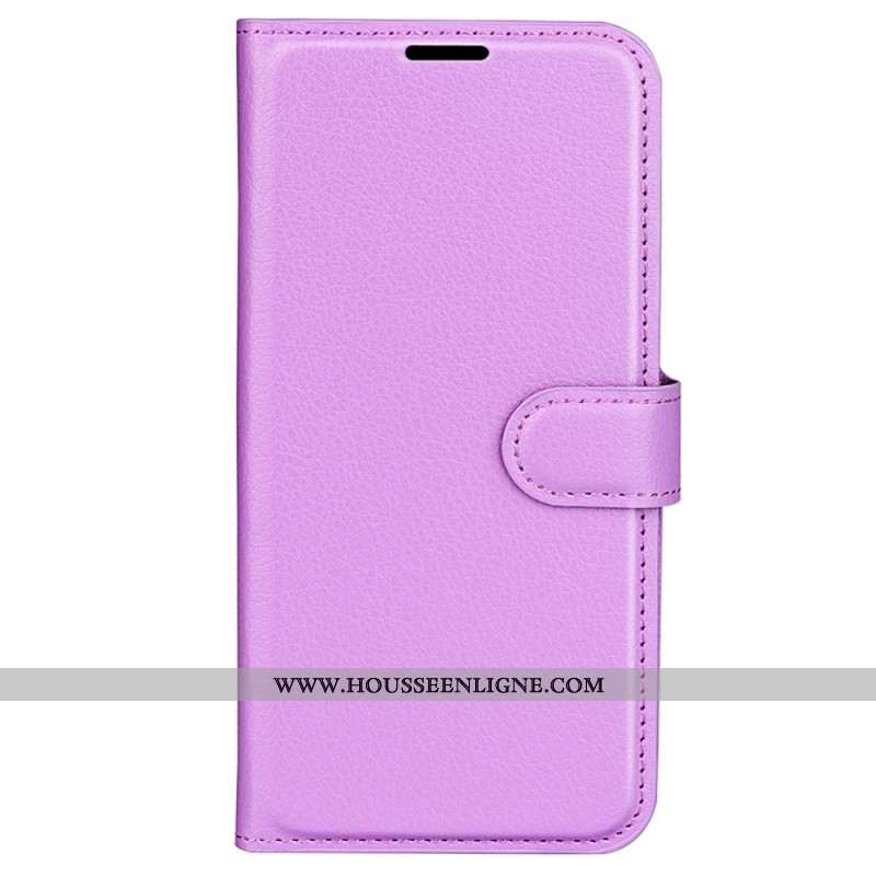 Housse Oppo Reno 12F 5G Simili Cuir Litchi Classique