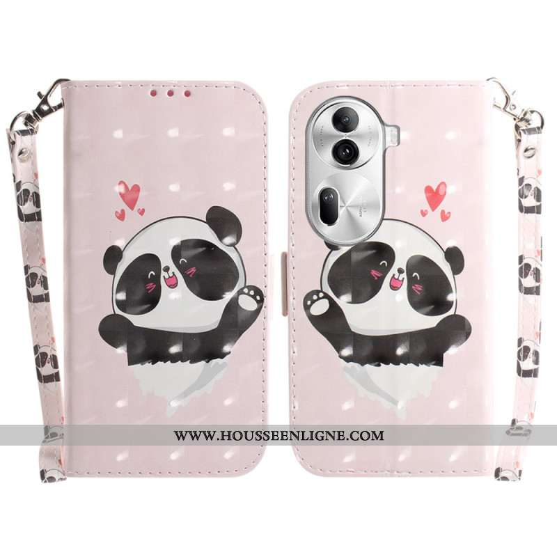 Housse Oppo Reno11 Pro 5G Panda Love à Lanière