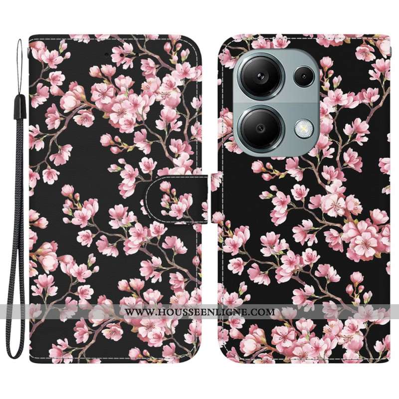 Housse Pour Xiaomi Redmi Note 13 Pro 4G / Poco M6 Pro 4G Fleurs de Prunier à Lanière