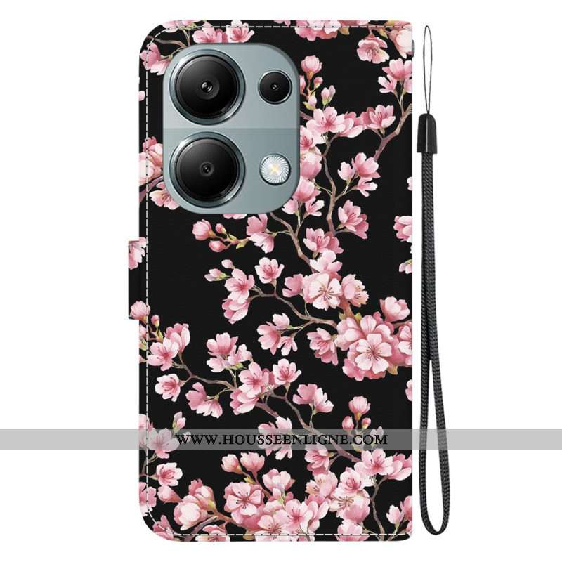 Housse Pour Xiaomi Redmi Note 13 Pro 4G / Poco M6 Pro 4G Fleurs de Prunier à Lanière