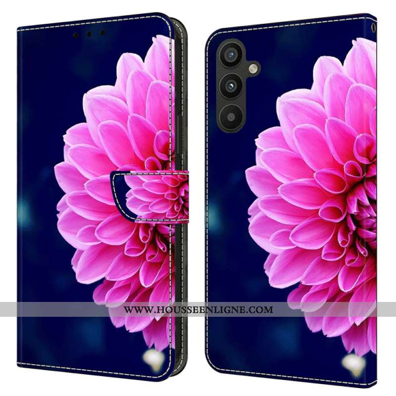 Housse Samsung Galaxy A15 5G / A15 Fleurs Roses sur Fond Bleu