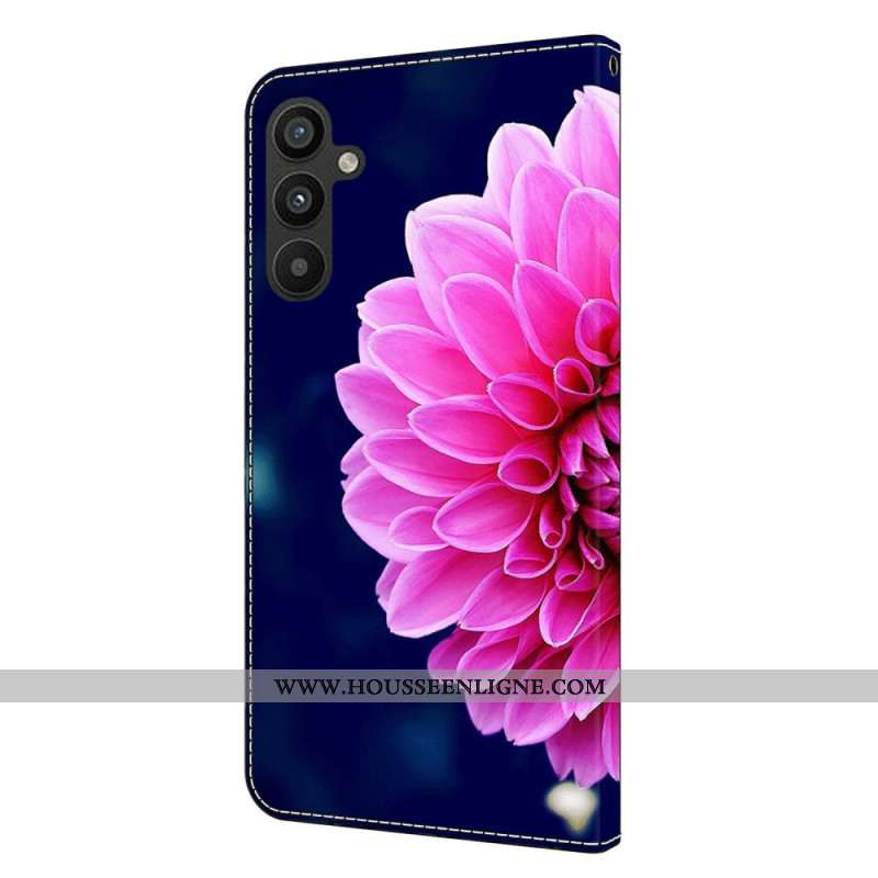 Housse Samsung Galaxy A15 5G / A15 Fleurs Roses sur Fond Bleu