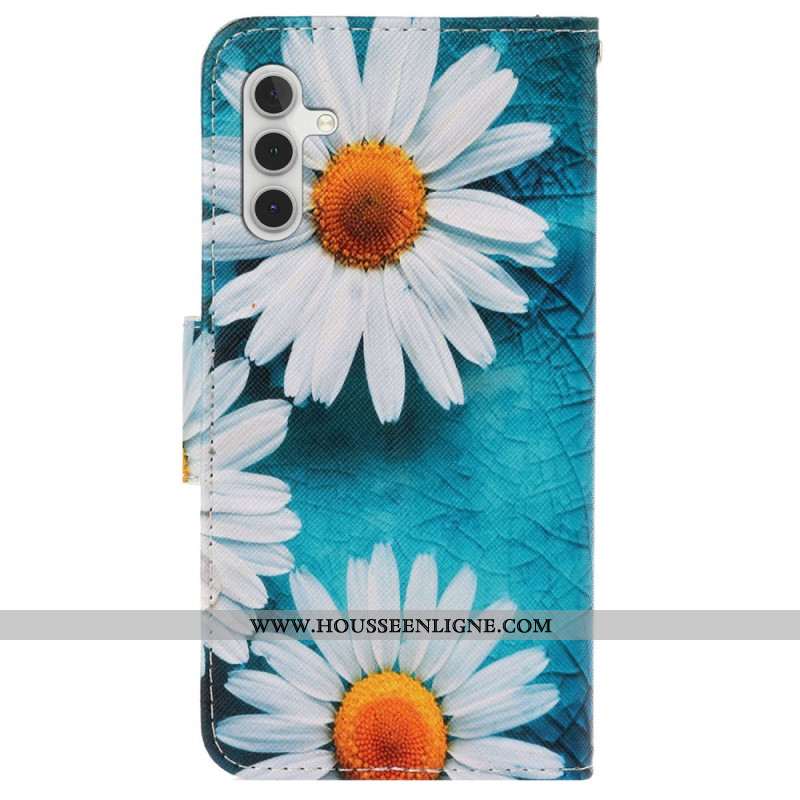 Housse Samsung Galaxy A15 5G Chrysanthème à Lanière