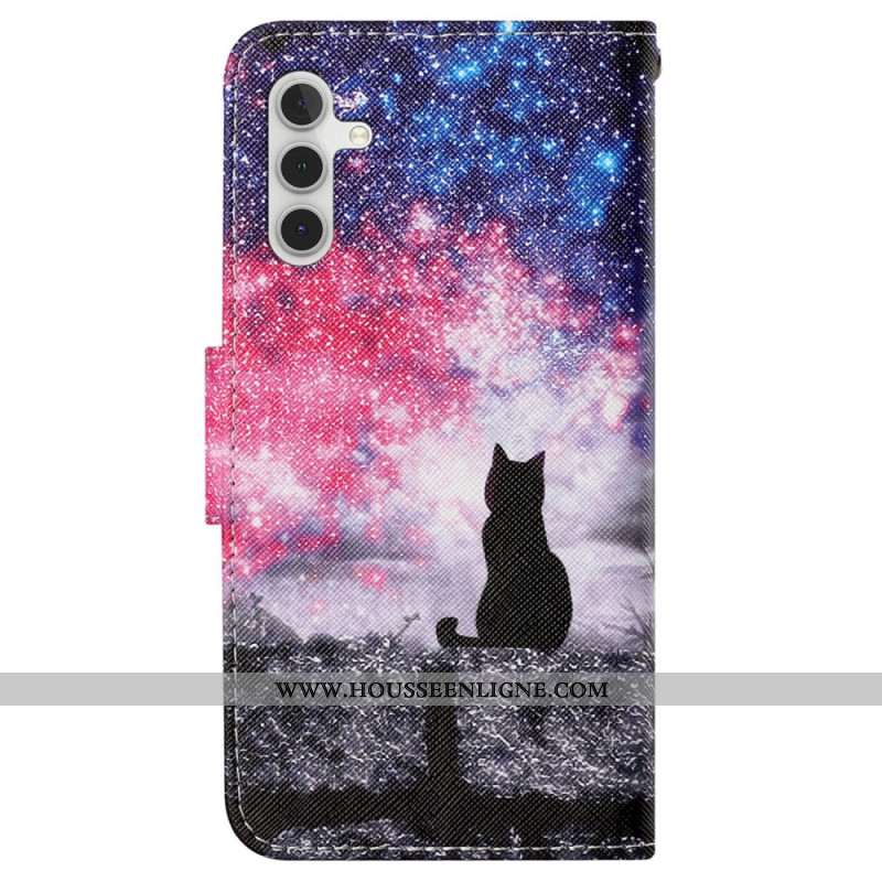 Housse Samsung Galaxy A15 5G Ciel Étoilé et Chat