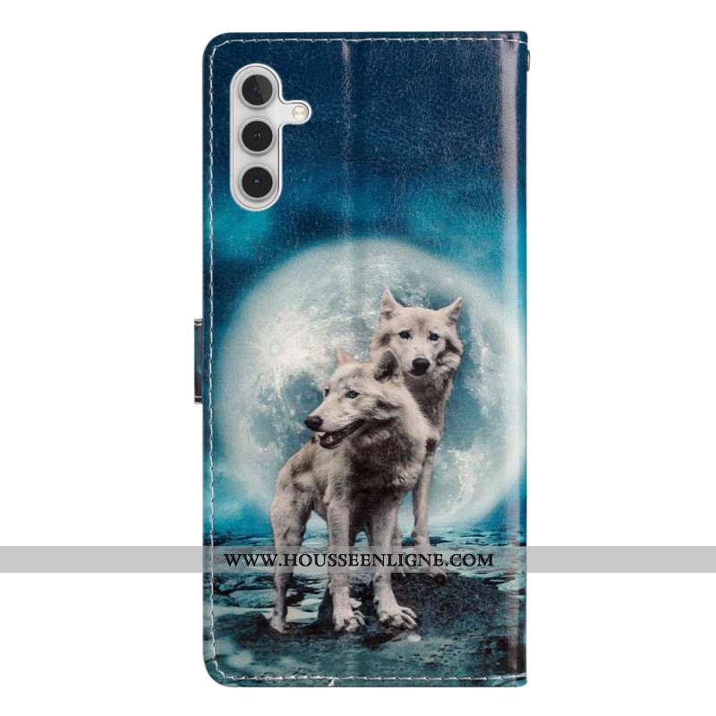 Housse Samsung Galaxy A15 5G Deux Loups à Lanière