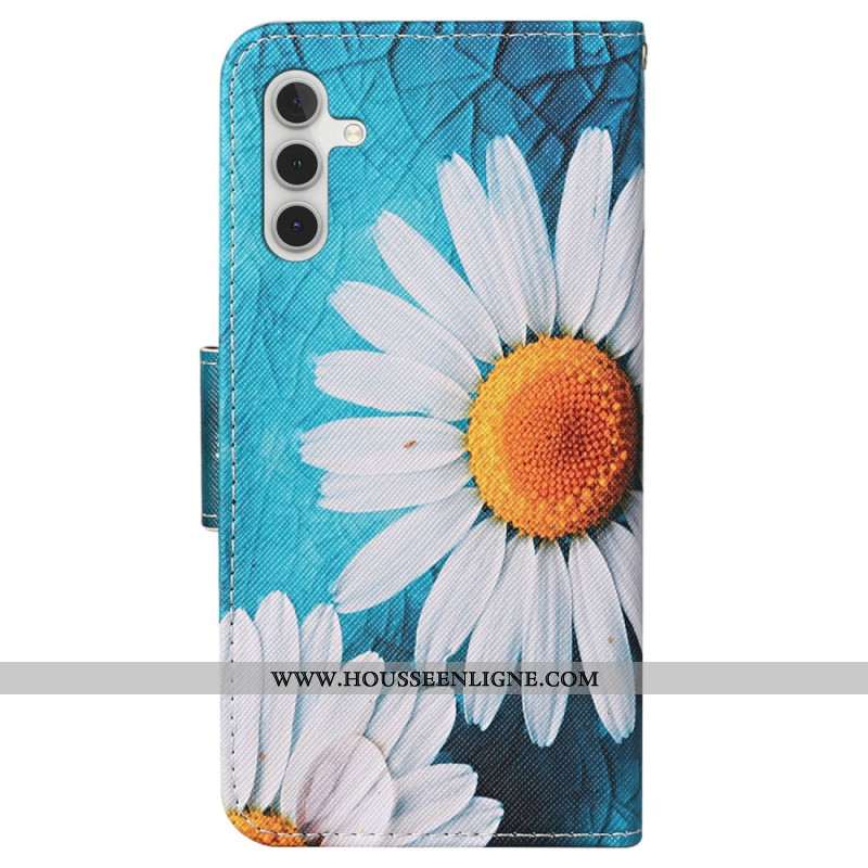 Housse Samsung Galaxy A15 5G Grand Chrysanthème à Lanière