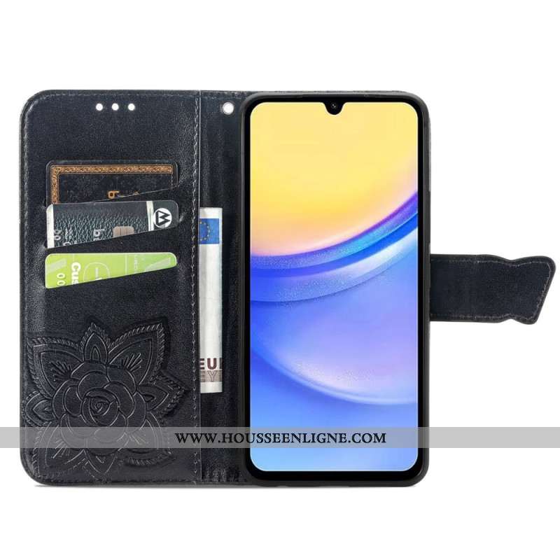 Housse Samsung Galaxy A15 5G Papillon Baroque à Lanière