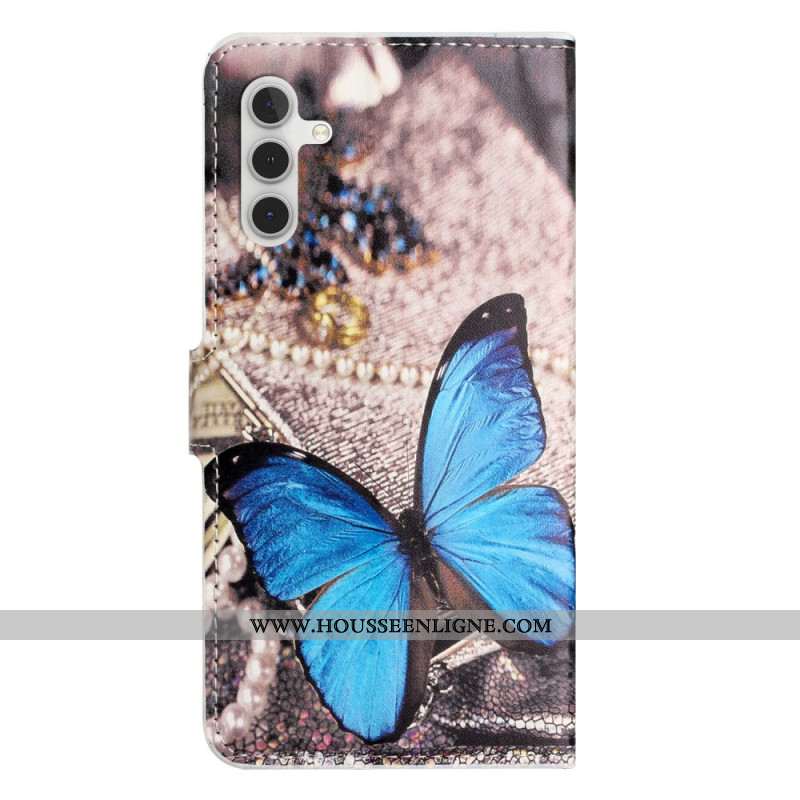 Housse Samsung Galaxy A15 5G Papillon Bleu