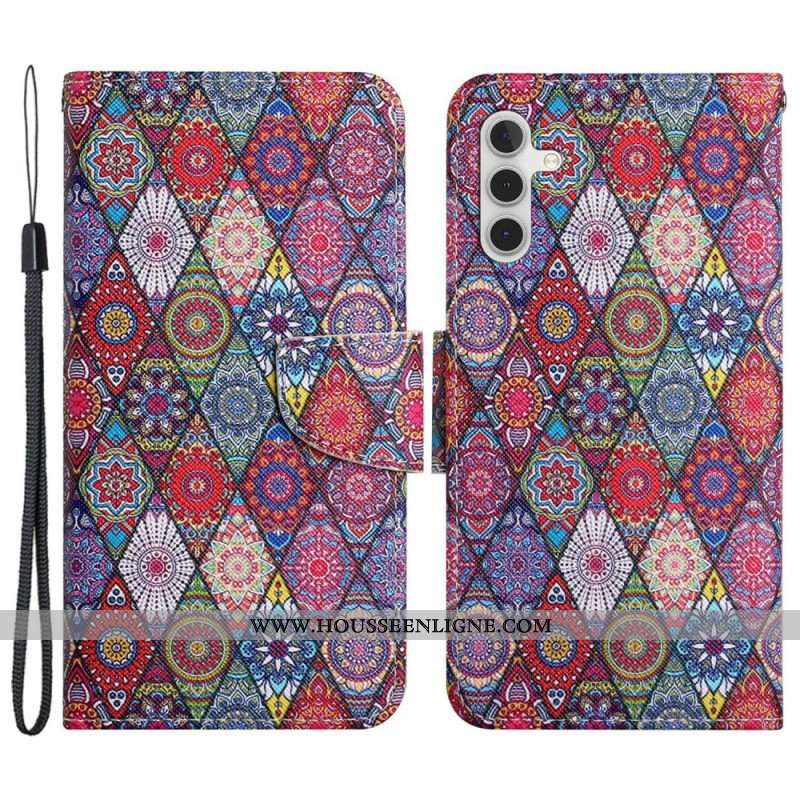 Housse Samsung Galaxy A15 5G Patchwork à Lanière