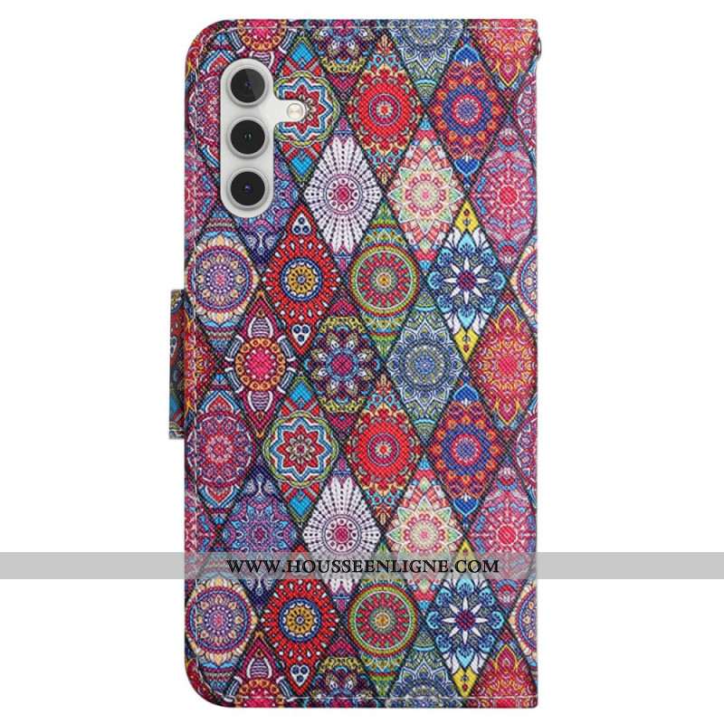 Housse Samsung Galaxy A15 5G Patchwork à Lanière