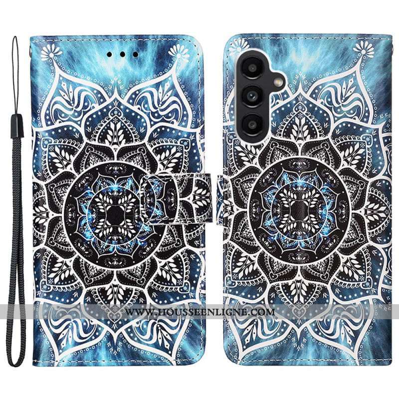 Housse Samsung Galaxy A15 Fleur Mandala à Lanière