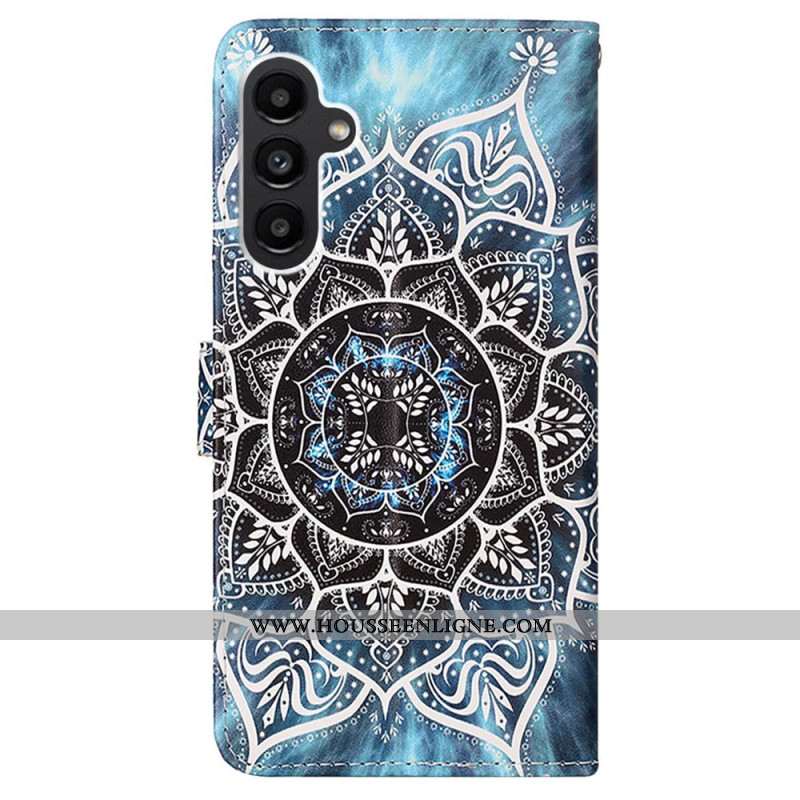 Housse Samsung Galaxy A15 Fleur Mandala à Lanière