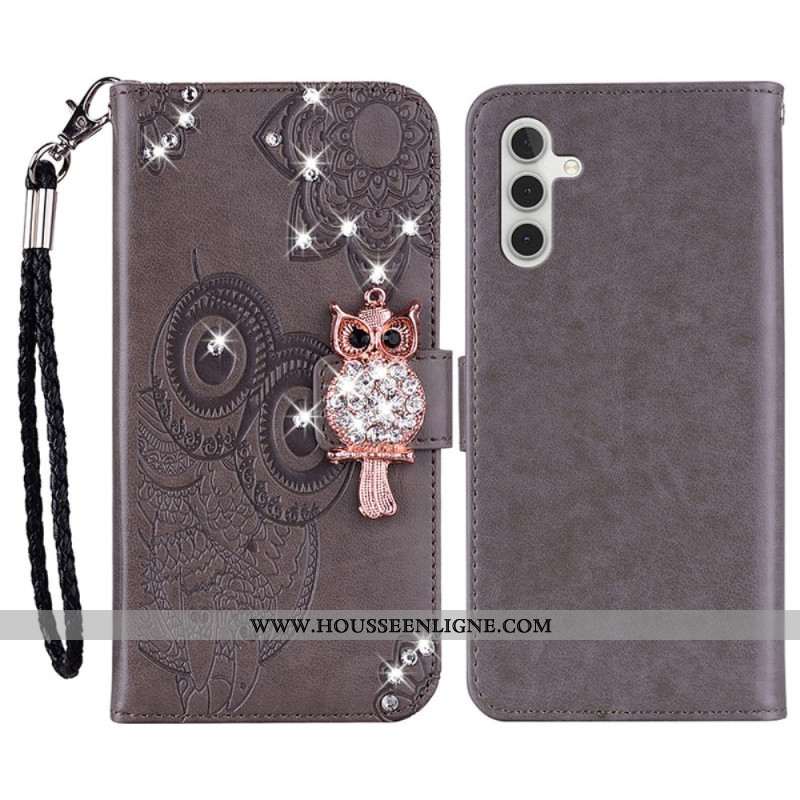 Housse Samsung Galaxy A15 Hibou Mandala et Breloque