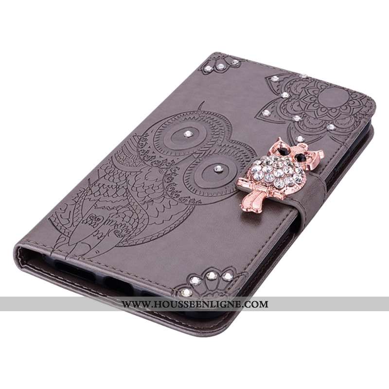 Housse Samsung Galaxy A15 Hibou Mandala et Breloque