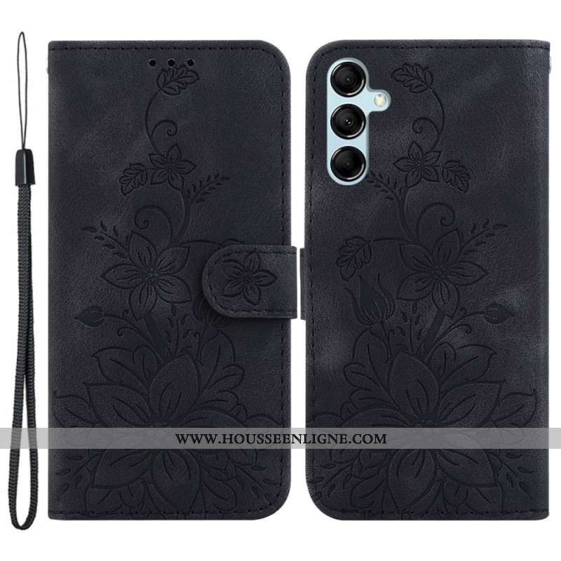 Housse Samsung Galaxy A15 Motif Floral à Lanière