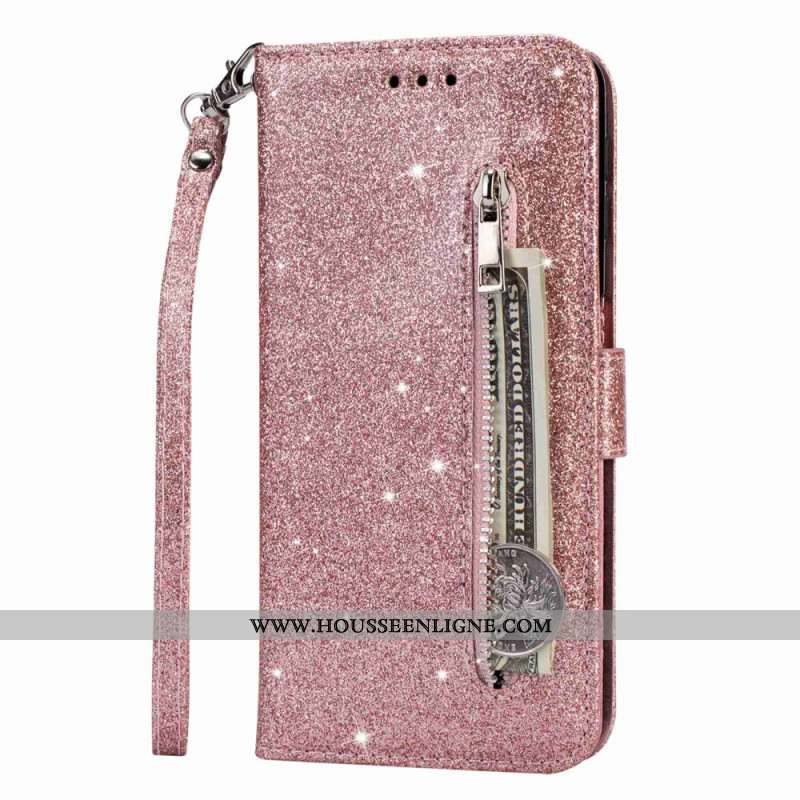 Housse Samsung Galaxy A15 Paillettes Porte-Monnaie Frontal