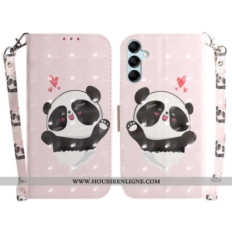 Housse Samsung Galaxy A15 Panda Love à Lanière