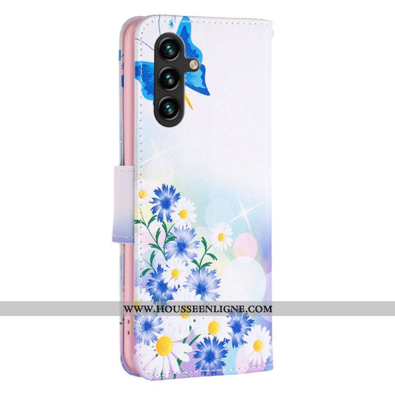 Housse Samsung Galaxy A15 Papillon et Fleurs Aquarelle