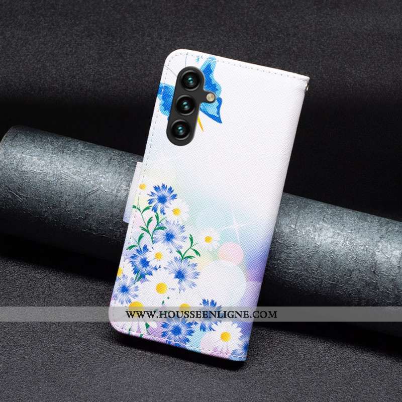 Housse Samsung Galaxy A15 Papillon et Fleurs Aquarelle