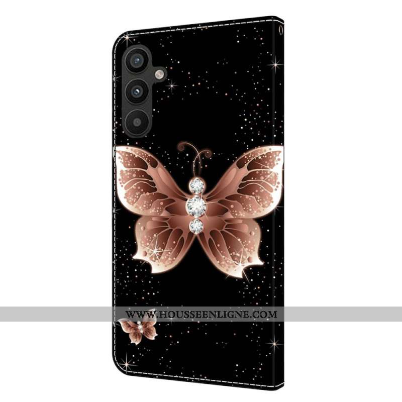 Housse Samsung Galaxy A15 Papillons Diamants Roses