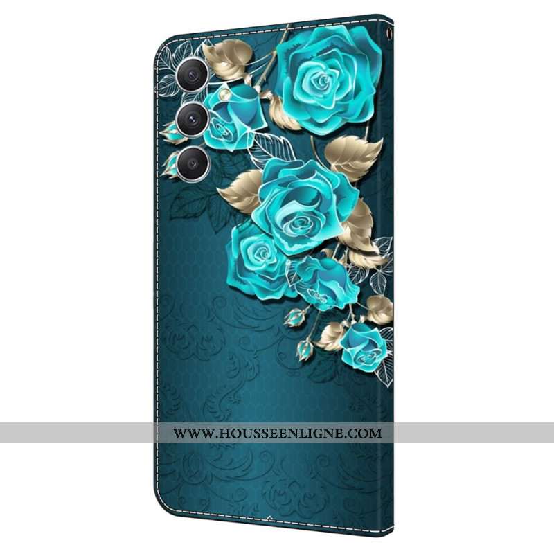 Housse Samsung Galaxy A15 Roses Bleus