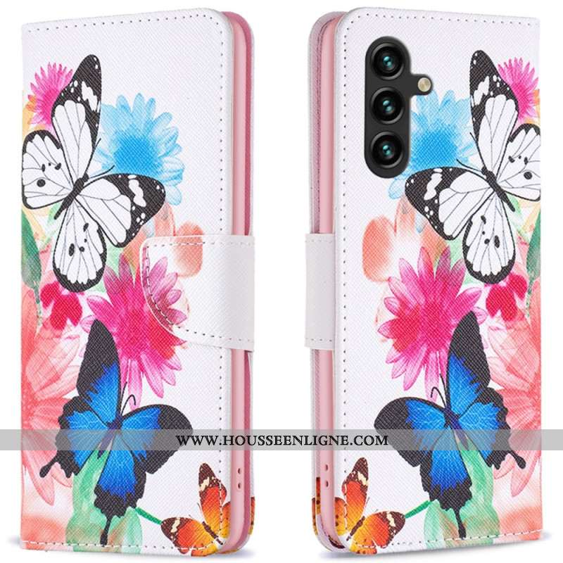 Housse Samsung Galaxy A16 4G / 5G Deux Papillons Aquarelle