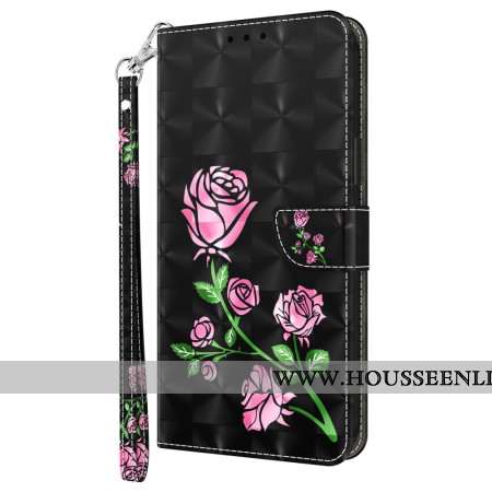 Housse Samsung Galaxy A16 4G / 5G Fleurs Roses à Lanière